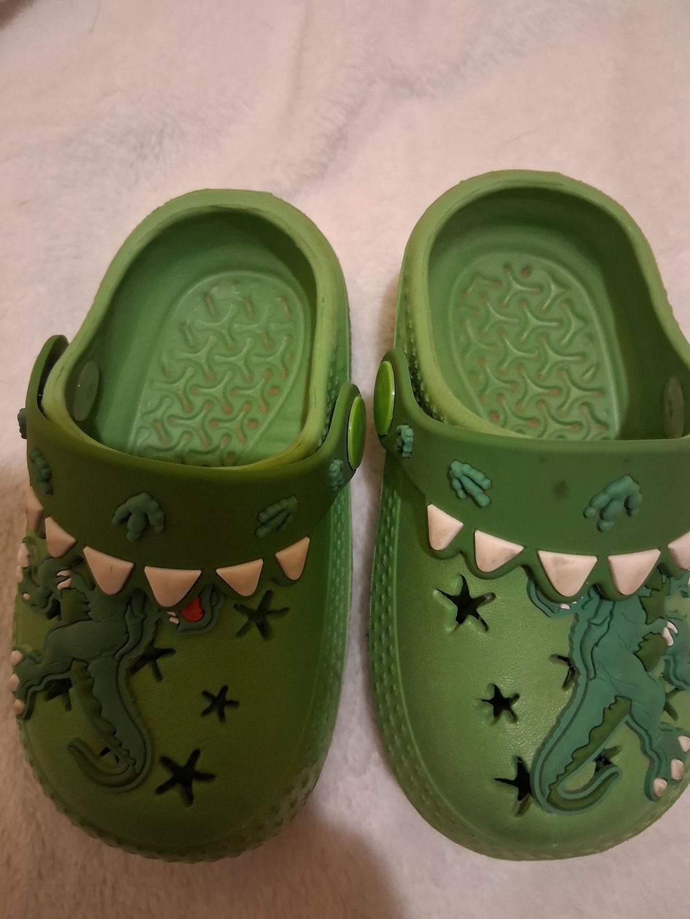 Kids Green Croc-Style Clogs with Dino Accents
